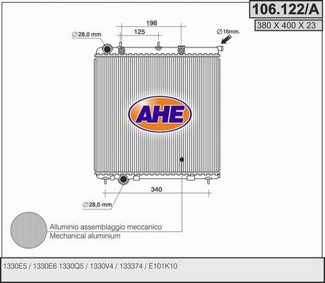 AHE 106.122/A - Radiator, engine cooling car-mod.net
