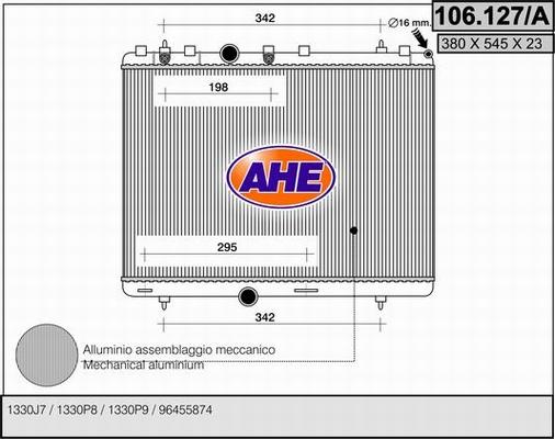 AHE 106.127/A - Radiator, engine cooling car-mod.net