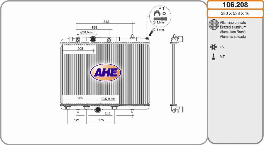 AHE 106.208 - Radiator, engine cooling car-mod.net
