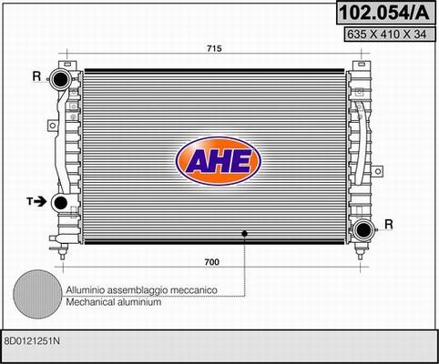 AHE 102.054/A - Radiator, engine cooling car-mod.net