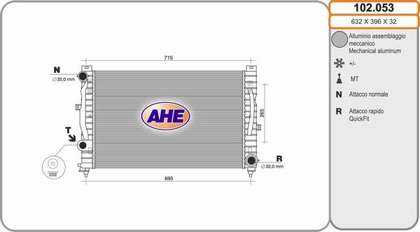 AHE 102.053 - Radiator, engine cooling car-mod.net
