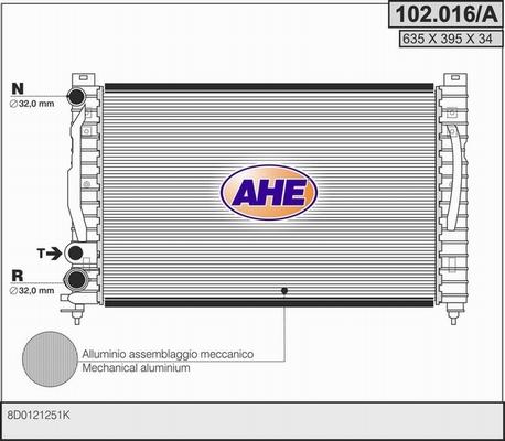 AHE 102.016/A - Radiator, engine cooling car-mod.net