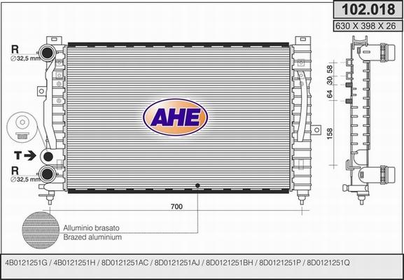 AHE 102.018 - Radiator, engine cooling car-mod.net