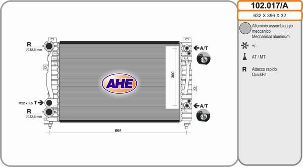 AHE 102.017/A - Radiator, engine cooling car-mod.net