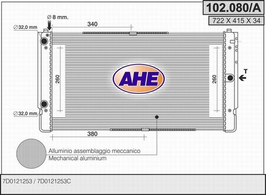 AHE 102.080/A - Radiator, engine cooling car-mod.net