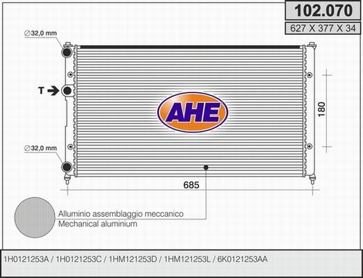 AHE 102.070 - Radiator, engine cooling car-mod.net