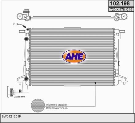 AHE 102.198 - Radiator, engine cooling car-mod.net