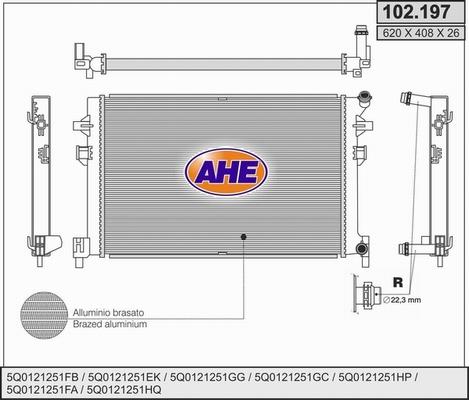 AHE 102.197 - Radiator, engine cooling car-mod.net