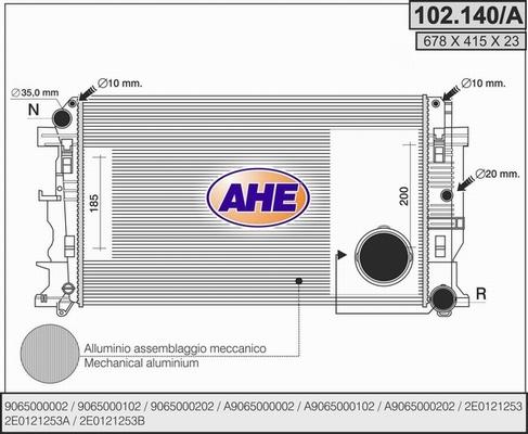 AHE 102.140/A - Radiator, engine cooling car-mod.net