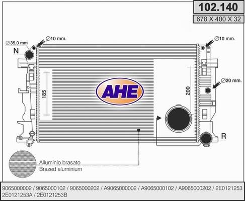 AHE 102.140 - Radiator, engine cooling car-mod.net