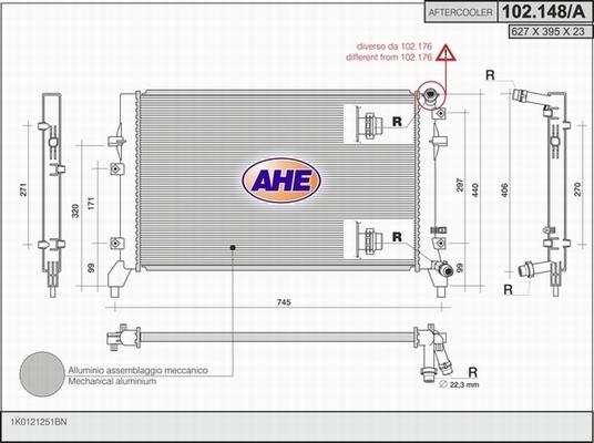 AHE 102.148/A - Radiator, engine cooling car-mod.net