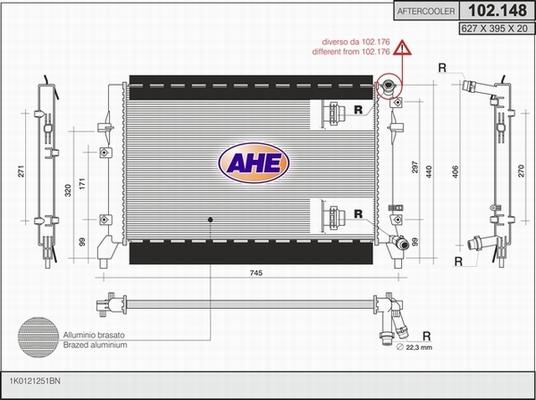 AHE 102.148 - Radiator, engine cooling car-mod.net