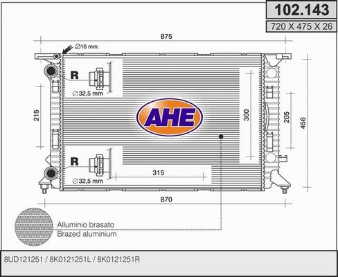 AHE 102.143 - Radiator, engine cooling car-mod.net