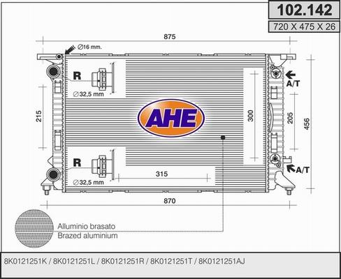 AHE 102.142 - Radiator, engine cooling car-mod.net