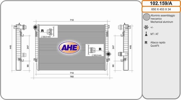 AHE 102.159/A - Radiator, engine cooling car-mod.net