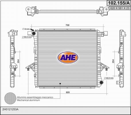 AHE 102.155/A - Radiator, engine cooling car-mod.net