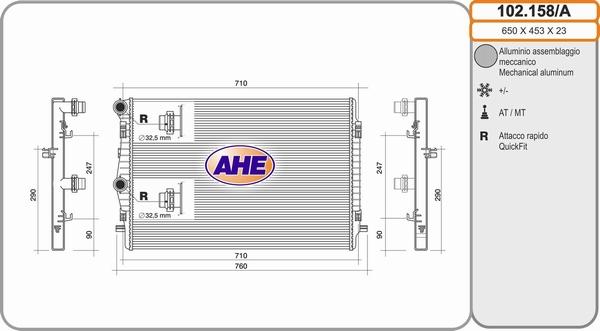 AHE 102.158/A - Radiator, engine cooling car-mod.net