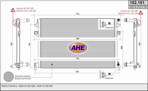 AHE 102.161 - Radiator, engine cooling car-mod.net
