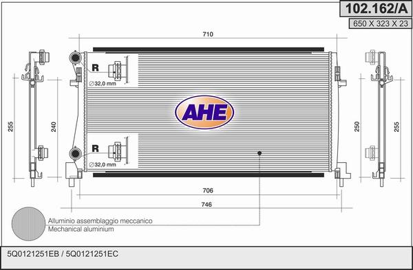 AHE 102.162/A - Radiator, engine cooling car-mod.net
