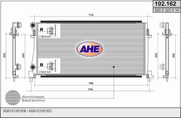 AHE 102.162 - Radiator, engine cooling car-mod.net