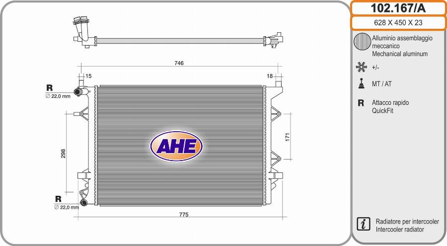 AHE 102.167/A - Radiator, engine cooling car-mod.net