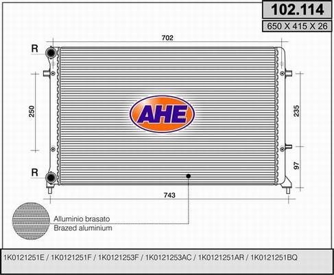 AHE 102.114 - Radiator, engine cooling car-mod.net