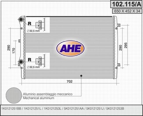AHE 102.115/A - Radiator, engine cooling car-mod.net