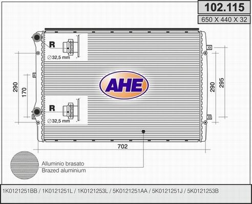 AHE 102.115 - Radiator, engine cooling car-mod.net