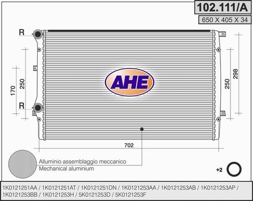 AHE 102.111/A - Radiator, engine cooling car-mod.net