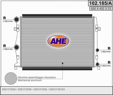 AHE 102.185/A - Radiator, engine cooling car-mod.net