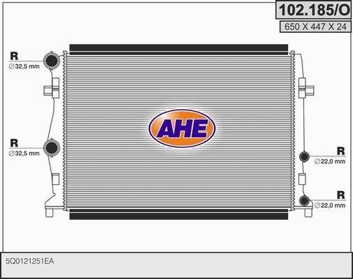 AHE 102.185/O - Radiator, engine cooling car-mod.net