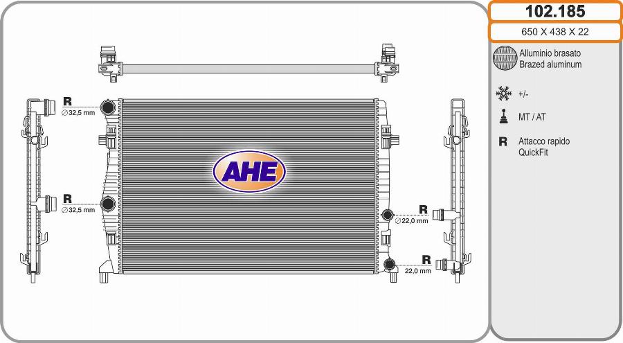 AHE 102.185 - Radiator, engine cooling car-mod.net
