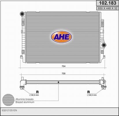 AHE 102.183 - Radiator, engine cooling car-mod.net