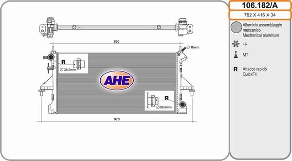 AHE 102.182/A - Radiator, engine cooling car-mod.net