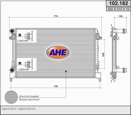 AHE 102.182 - Radiator, engine cooling car-mod.net