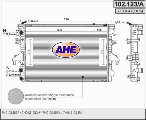 AHE 102.123/A - Radiator, engine cooling car-mod.net