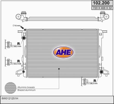 AHE 102.200 - Radiator, engine cooling car-mod.net