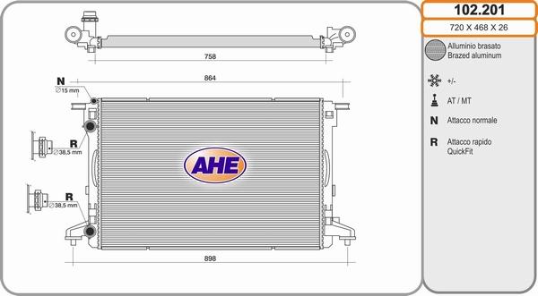 AHE 102.201 - Radiator, engine cooling car-mod.net