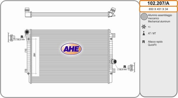 AHE 102.207/A - Radiator, engine cooling car-mod.net