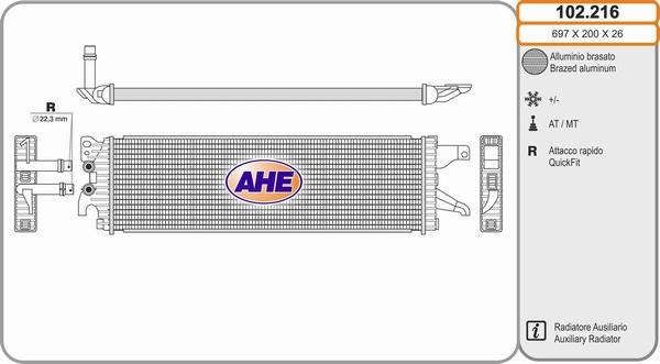AHE 102.216 - Radiator, engine cooling car-mod.net