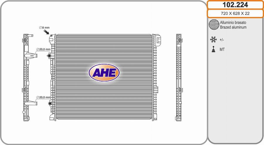 AHE 102.224 - Radiator, engine cooling car-mod.net