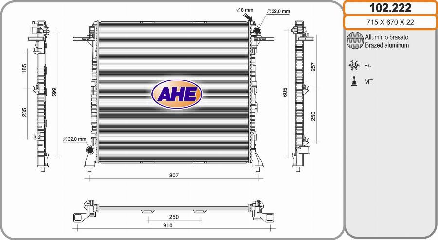 AHE 102.222 - Radiator, engine cooling car-mod.net