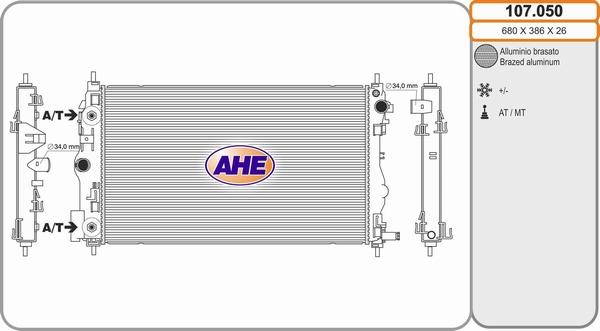 AHE 107.050 - Radiator, engine cooling car-mod.net
