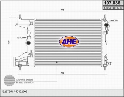 AHE 107.036 - Radiator, engine cooling car-mod.net