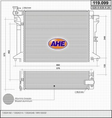 AHE 119.099 - Radiator, engine cooling car-mod.net