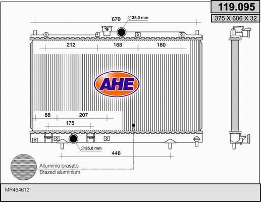 AHE 119.095 - Radiator, engine cooling car-mod.net