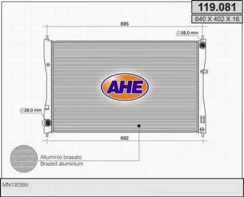 AHE 119.081 - Radiator, engine cooling car-mod.net