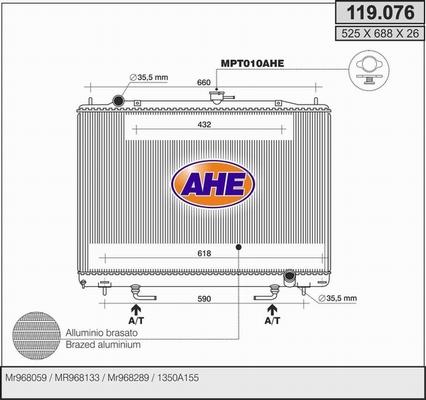 AHE 119.076 - Radiator, engine cooling car-mod.net