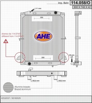 AHE 114.058/O - Radiator, engine cooling car-mod.net