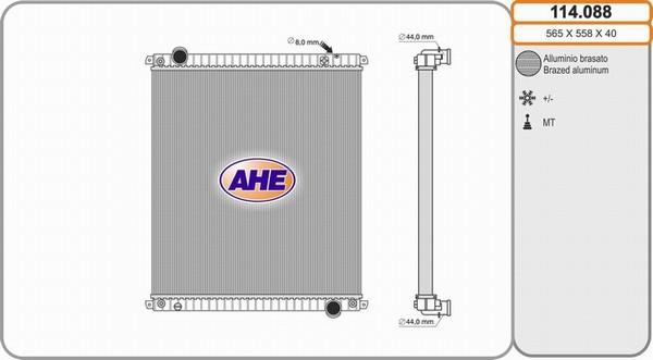 AHE 114.088 - Radiator, engine cooling car-mod.net